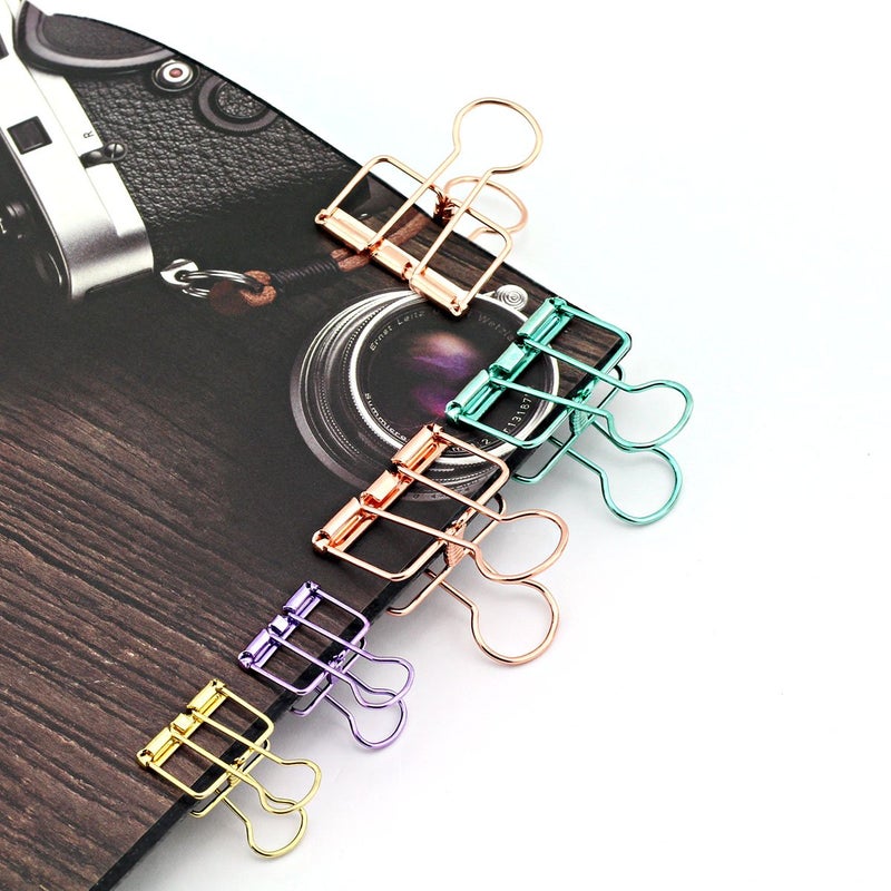RuiLing 40-Pack Multi-purpose Metal Wire Binder Clip Set,20pcs 2.25 Inch & 20pcs 1.57 Inch Paper Metal Clips,for Home Office Supplier School Accessories - Rose Gold - Image 2
